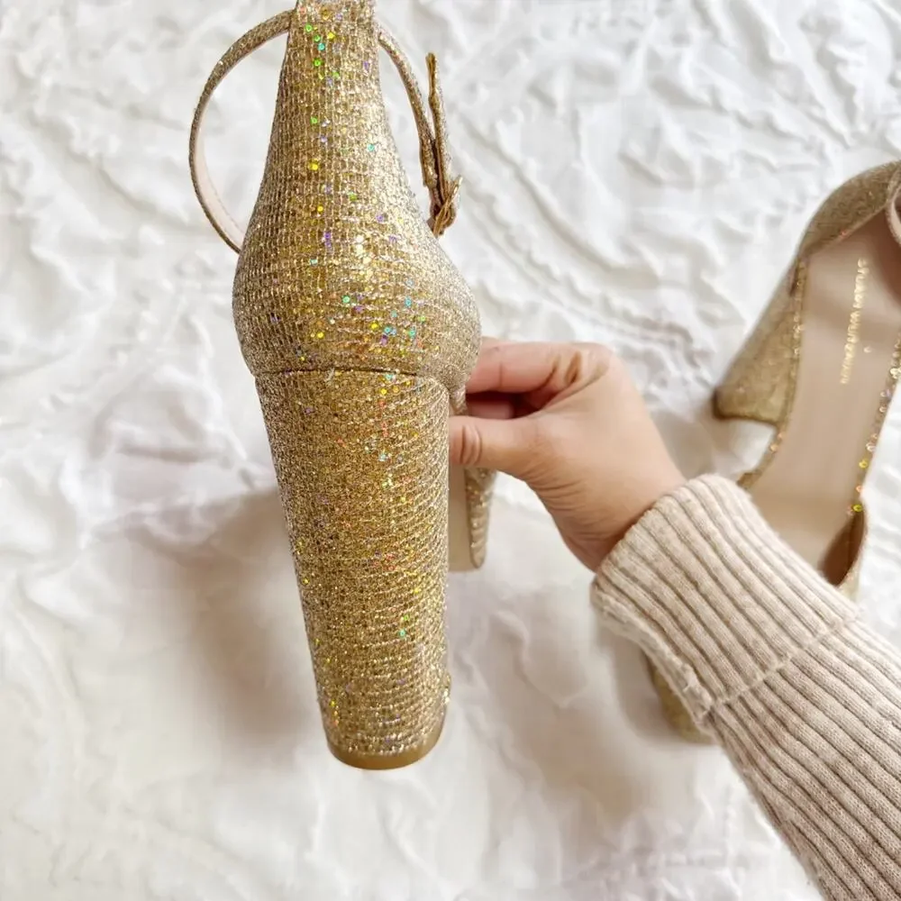 Stuart Weitzman Pamela Glitter Platform Sandal Size 9.5 New